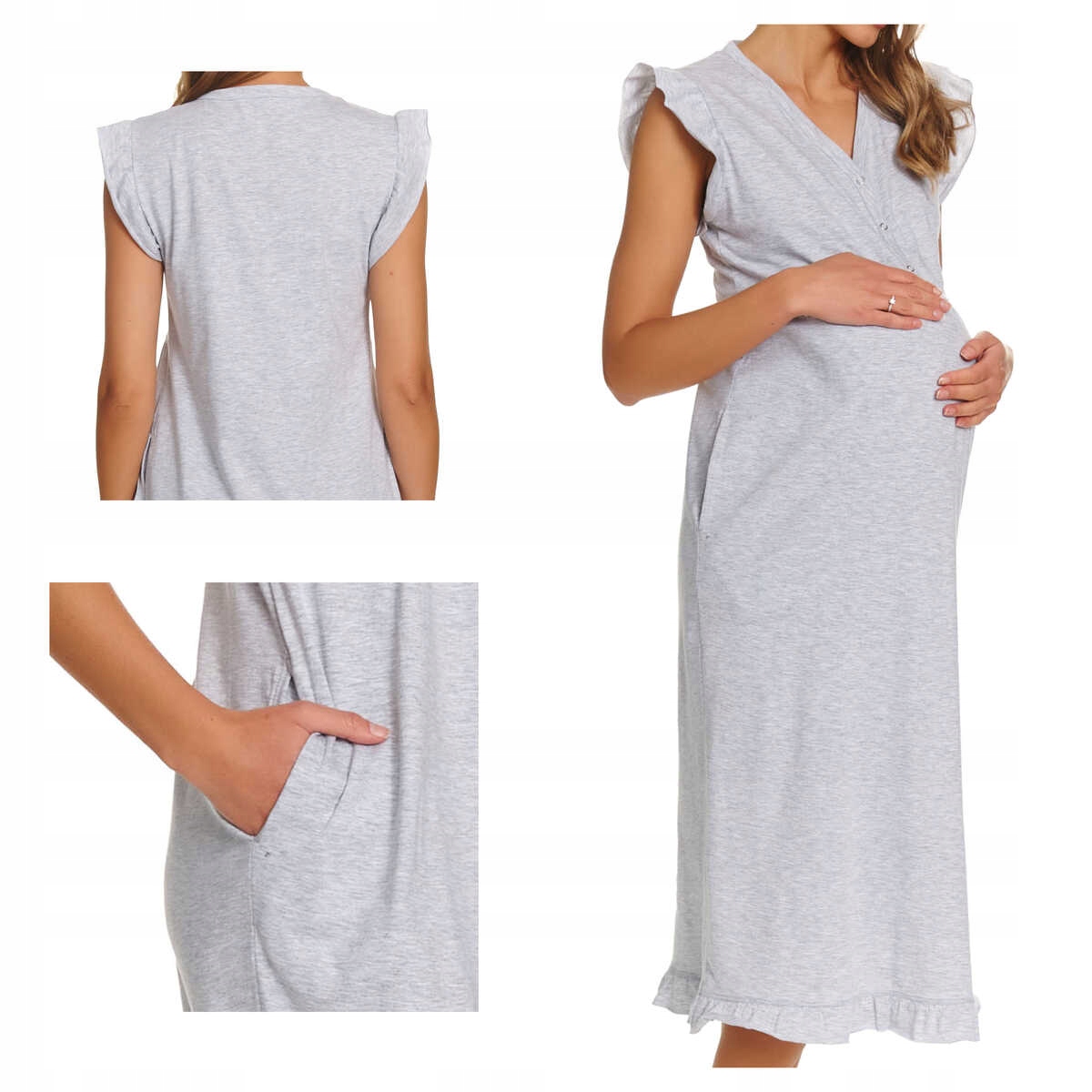 Doctornap noční těhotenská košile pro maminky bavlněná Tcb 7463 melír L