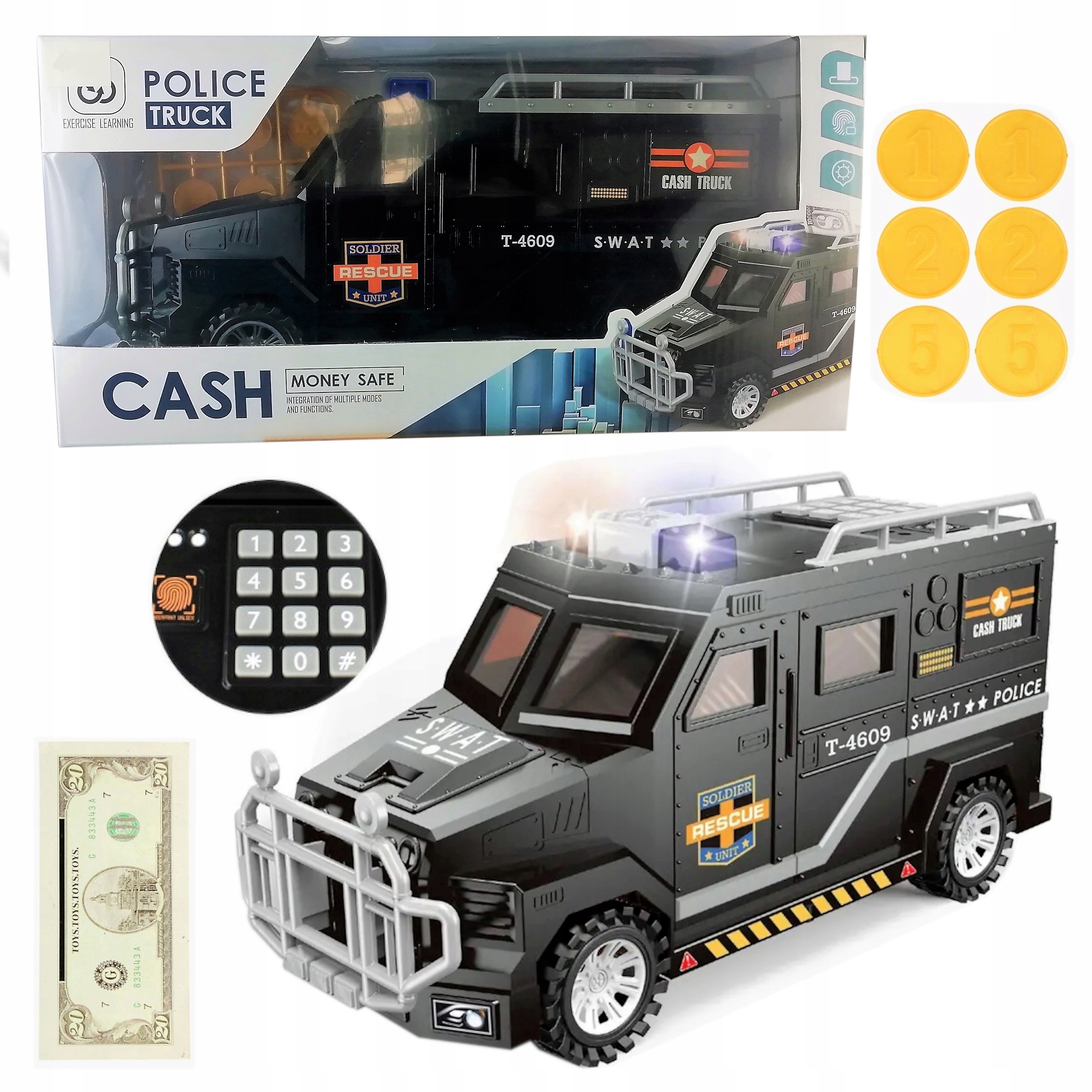 

Skarbonka Auto Sejf na Monety Banknoty na kod Pin