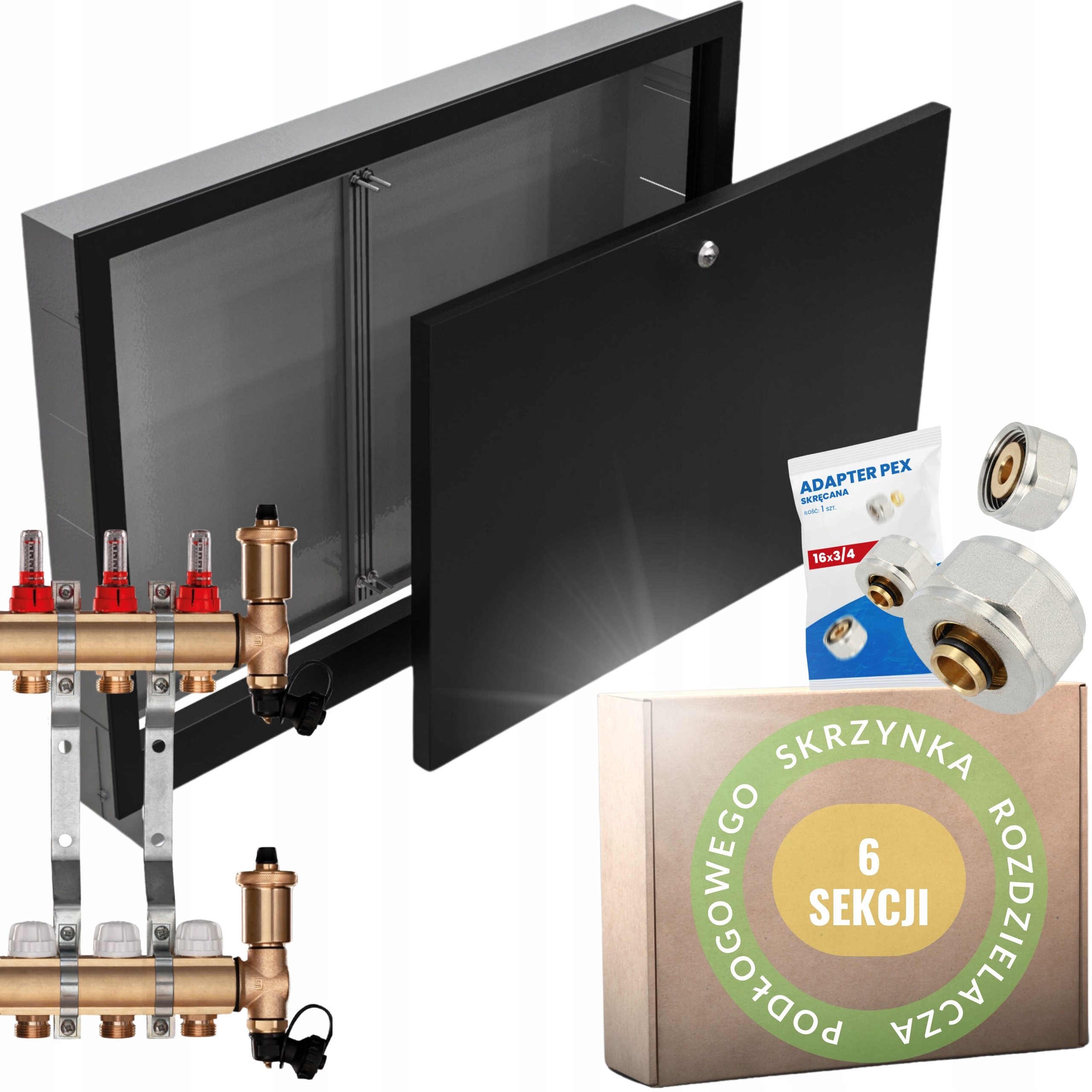 Rozdělovač 6 pro podlahové vytápění Spojky Podomítková Skříňka Čar