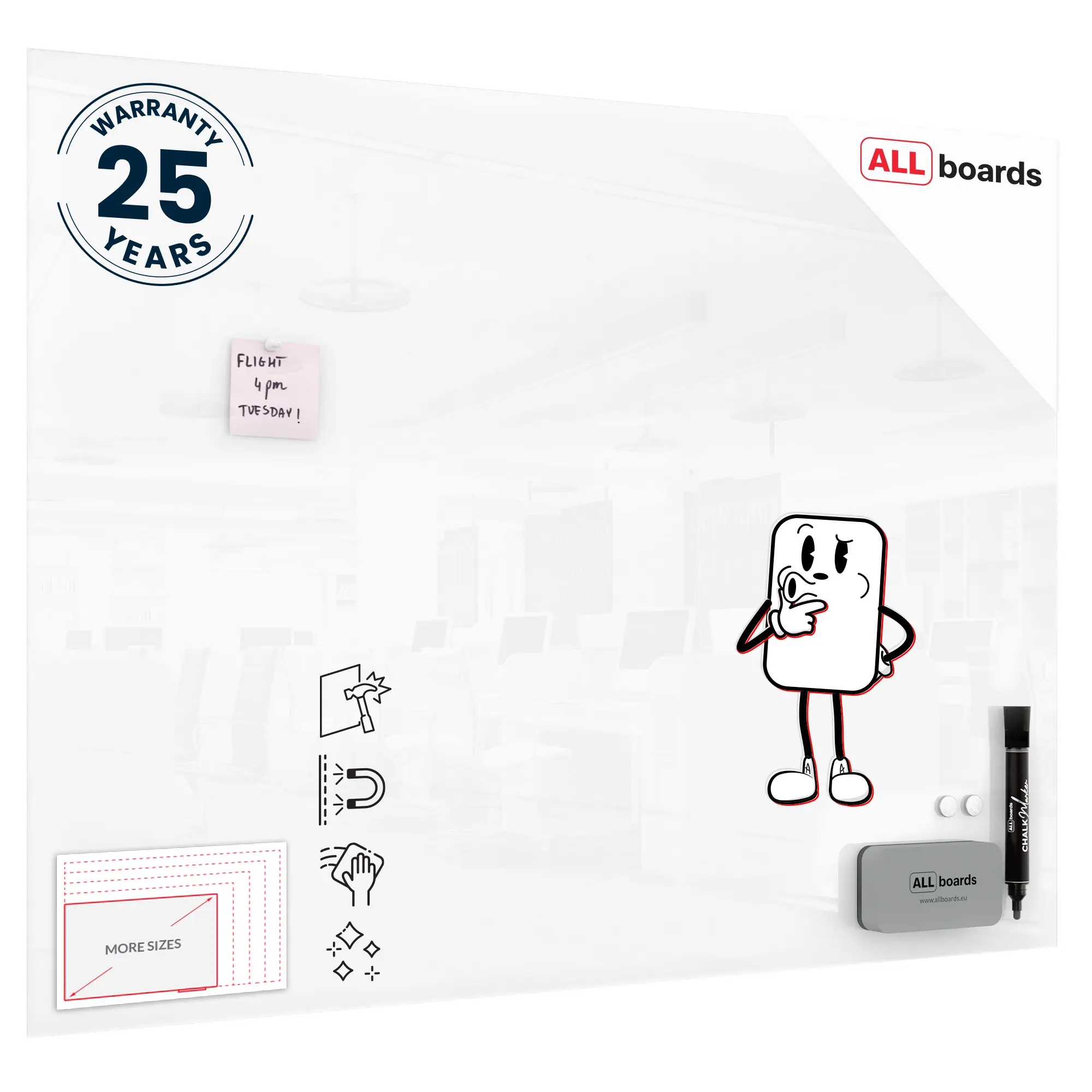 Tablica szklana magnetyczna 120X90 Biała Premium