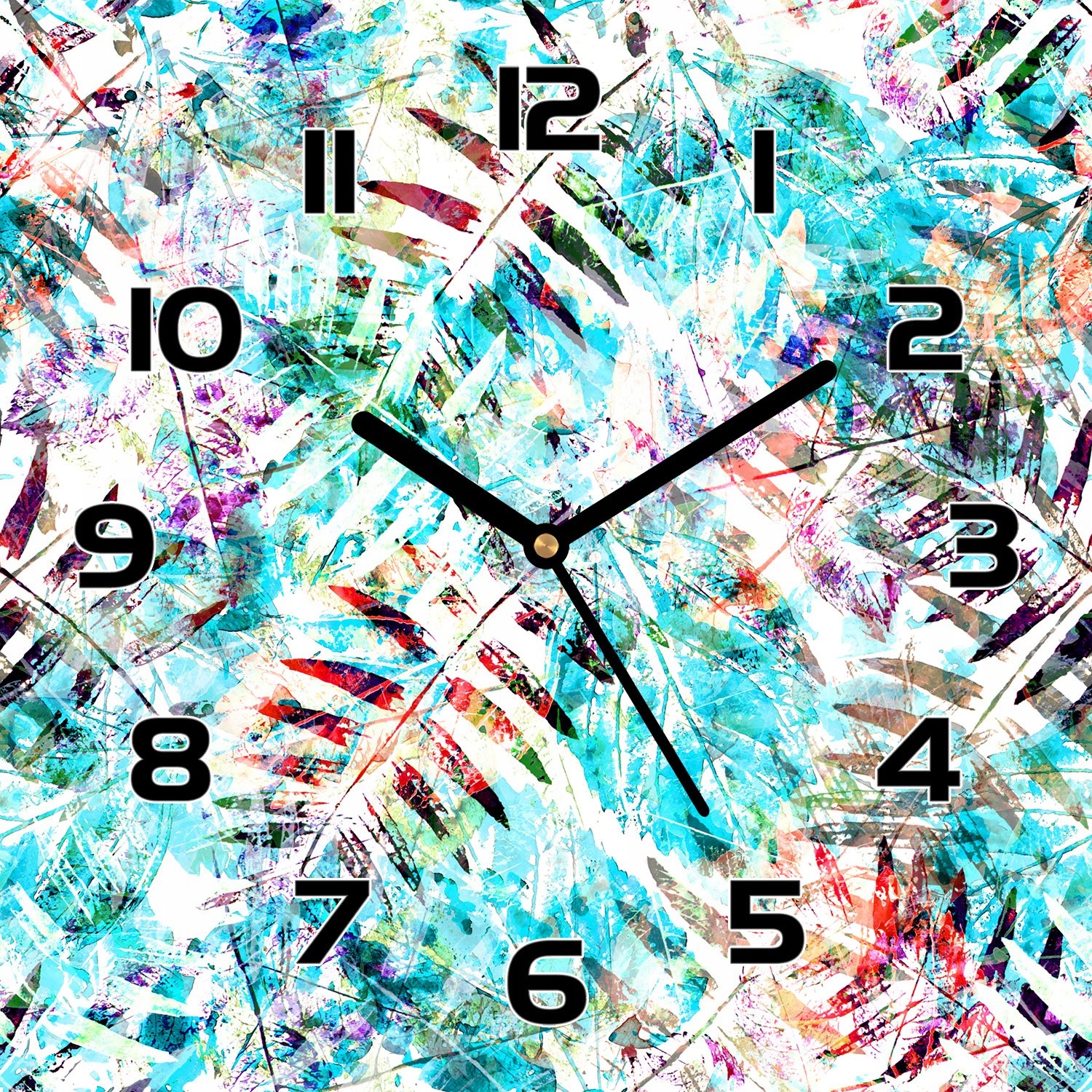 

Nowoczesny zegar szklany Odciski liści 30x30 cm