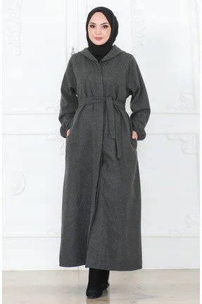 Dlouhý Klasický Dámský Kabát S Páskem, Šedý, 100% Polyester 38/40 5HA