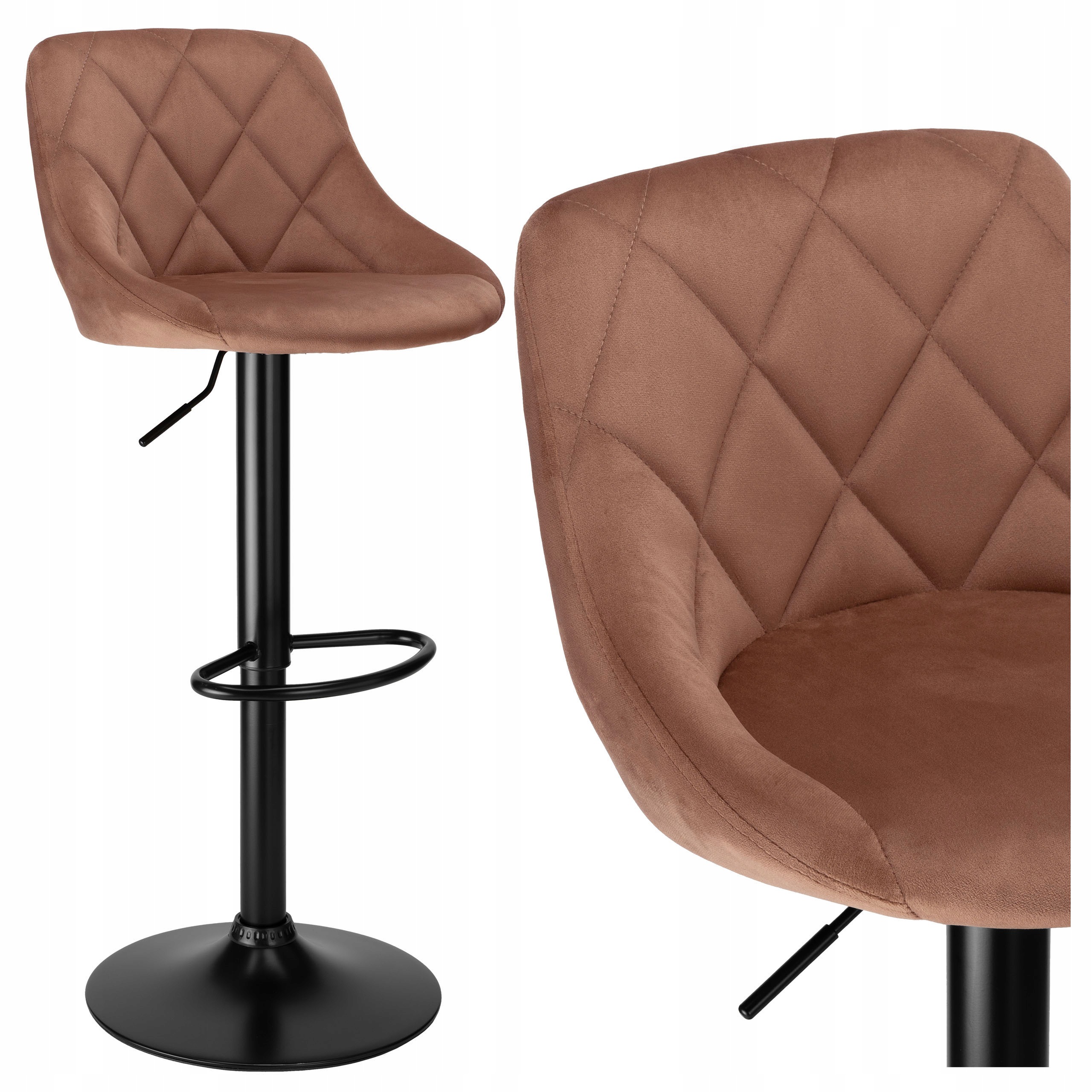Barová židle Cydro Black, sametová, barva Mokka Velvet