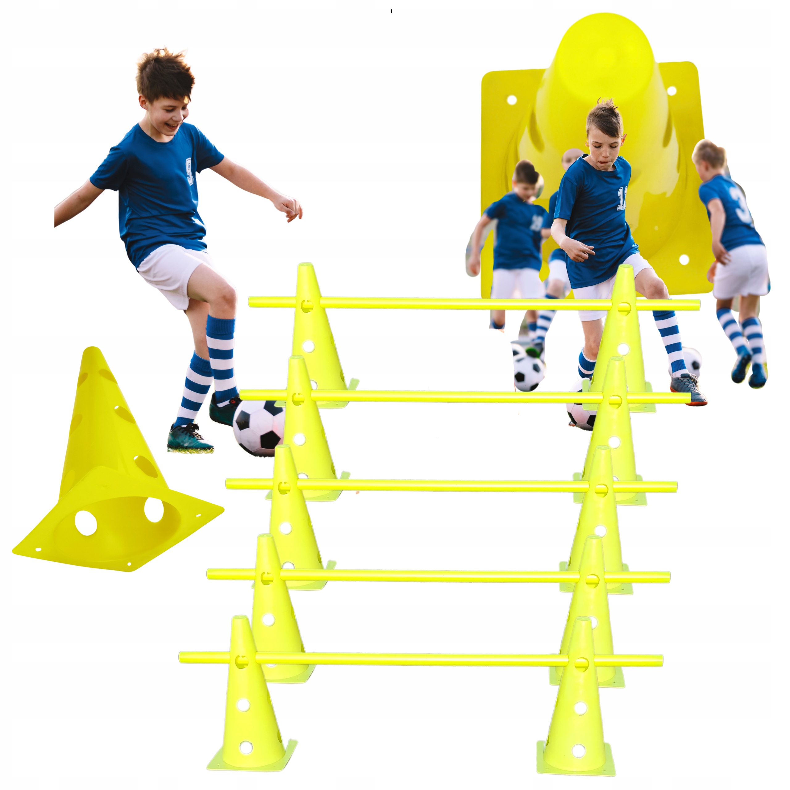 Zestaw dla piłkarza profesjonalny 32cm 1m 10 pachołków 5 tyczek lasek