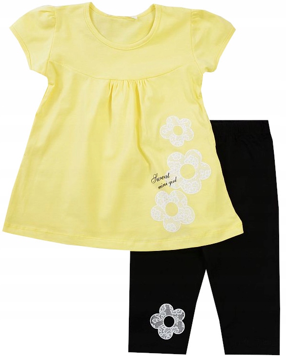

Komplet Tunika Rybaczki kwiaty Żółty 104 J151G