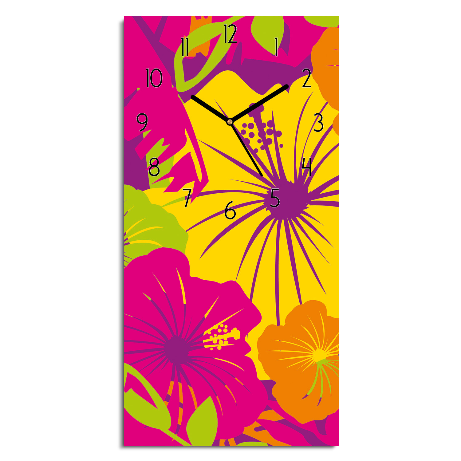 nástěnné hodiny Hibiscus moderní grafika 30x60