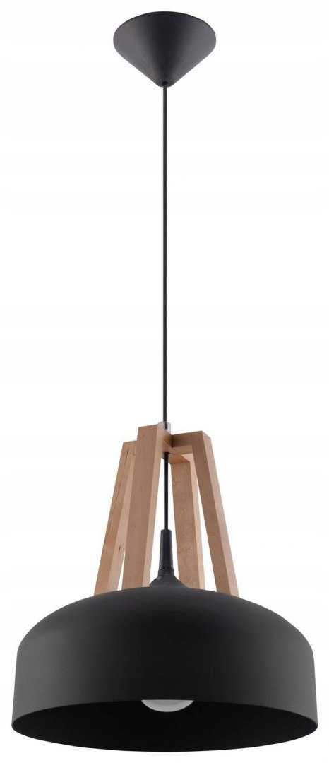 

Lampa wisząca nad stół Casco czarna/drewno