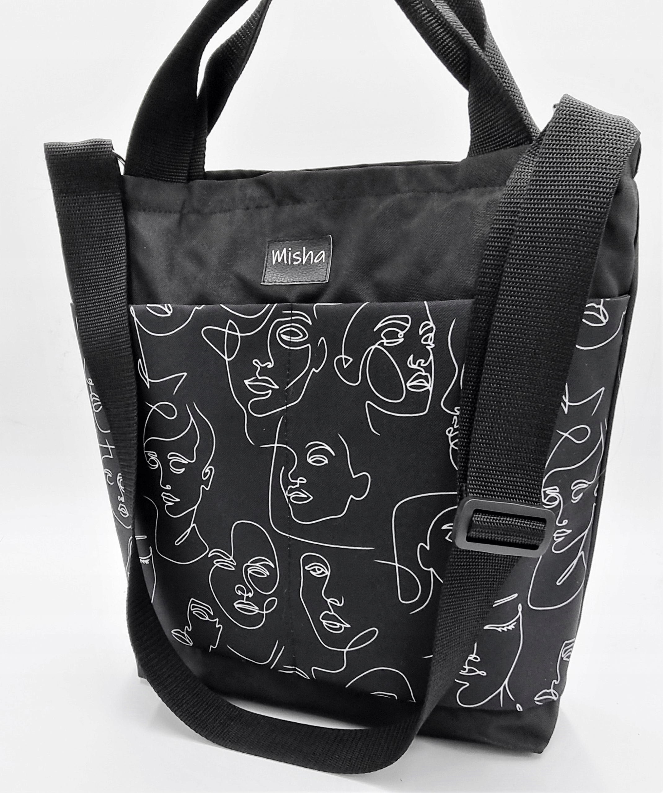 Женская сумка черный дизайн лица на плечо коллекция весна / lato2022