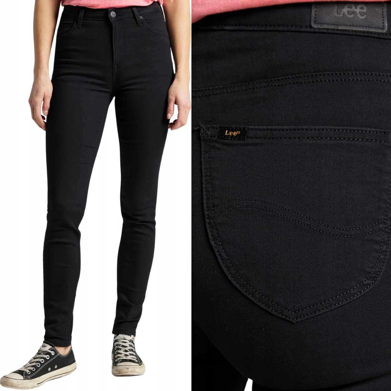 Lee Scarlett High černé dámské vysoké džínové kalhoty úzké nohavice W27 L31