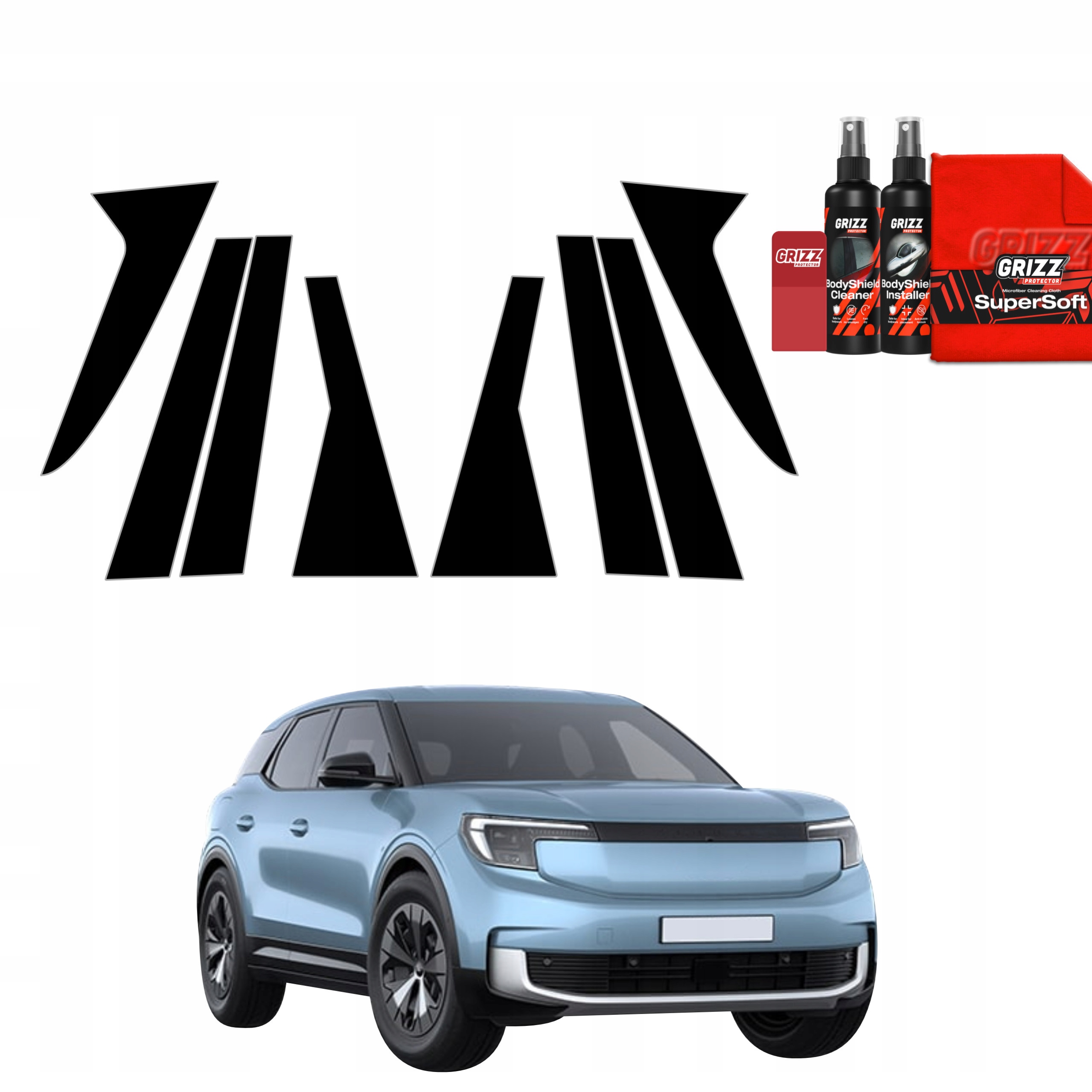 8v1 Černá fólie na sloupky pro Ford Explorer Ev (2024-2025)
