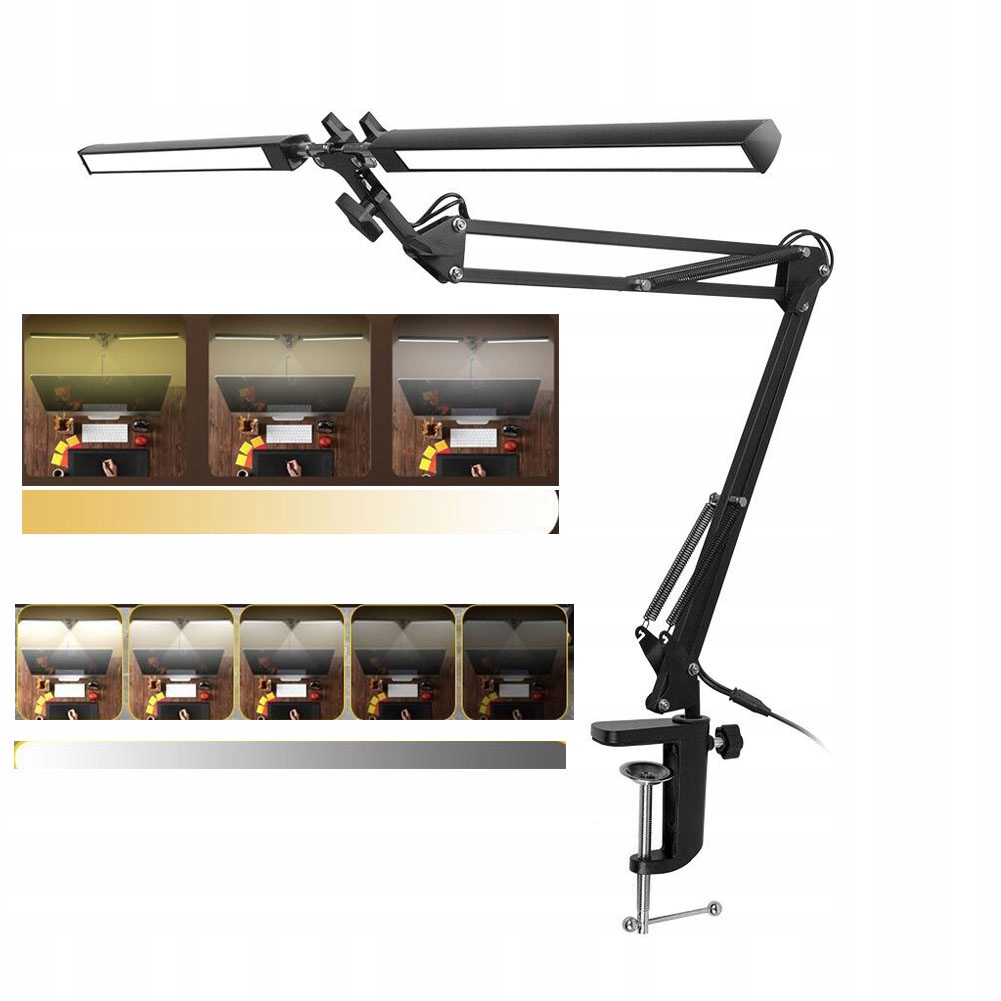 Dvojitá Led lampa na psací stůl Kreslící Výkonná 24W Nastavitelná 3000-6500K