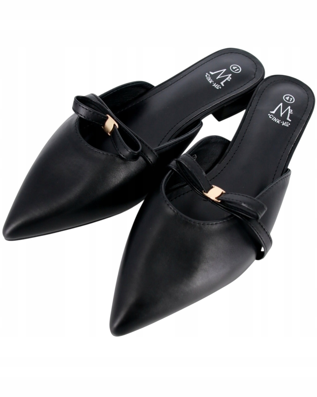 Elegantní Nazouváky Na Podpatku 3,5 cm Černé Eko Kožené Boty 43