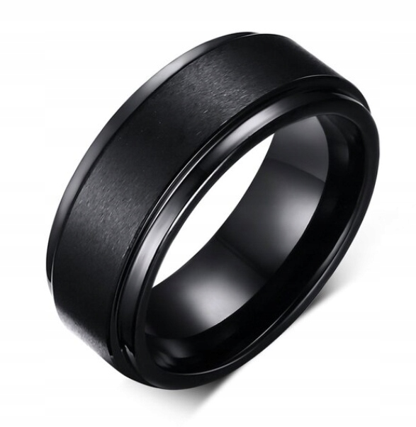 Černý Matný Hladký Signet Prstýnek Wolfram R27