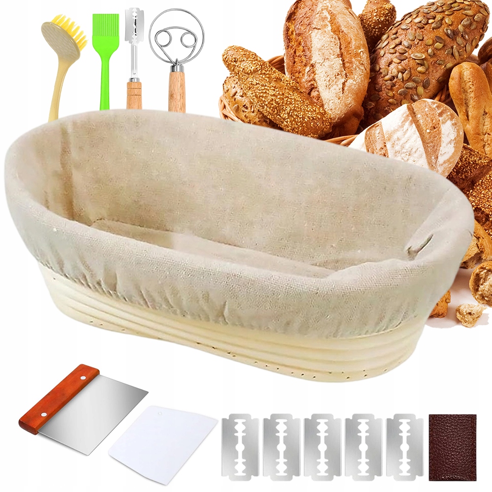 Levně sada na pečení chleba s ratanovým košíkem pro kynutí těsta