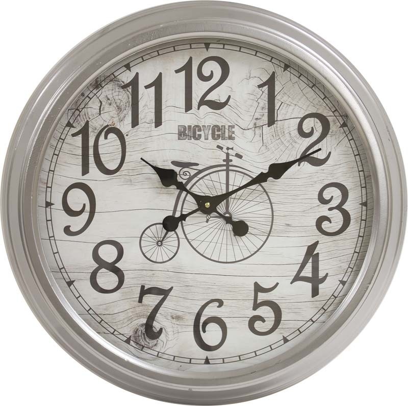 Veľký nástenný hodinový rám sivý kovový retro