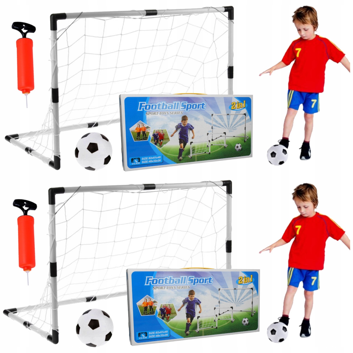 2x Velká Fotbalová branka 92x61 Fotbalová sada pro děti 4x Malá branka