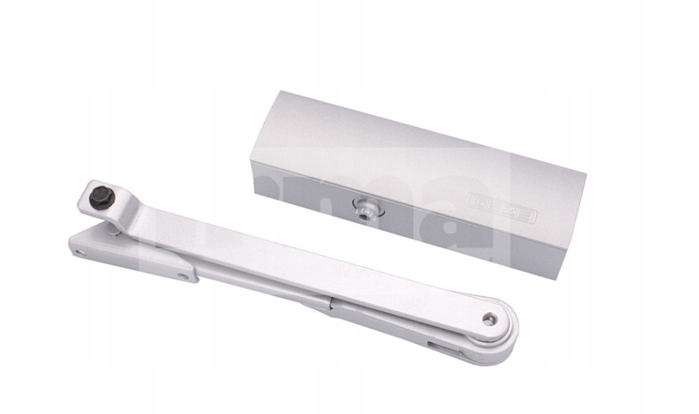 Samozavírač GEZE-1500 rameno s aretací, bílý přítlačný prvek pro přítah dveří