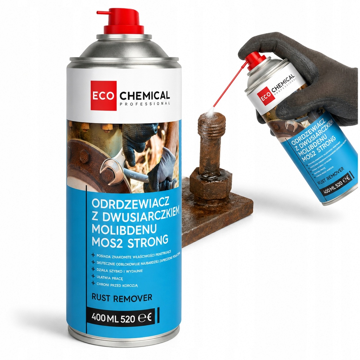 Odrdzewiacz penetrant MoS2 Strong 400 ml EcoChemical A031