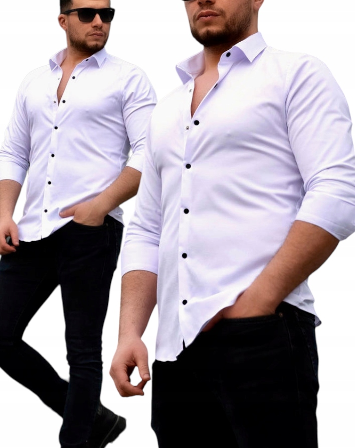 Pánská Košile Hladká Bílá Druky XXL