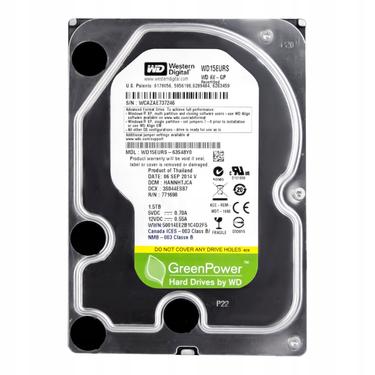 Wd Av-gp 1.5TB 5.4K 64MB Sata II 3.5'' WD15EURS-63S48Y0