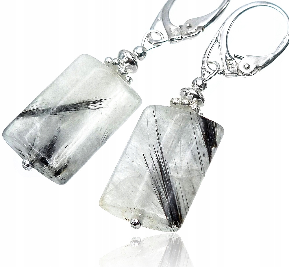 Turmalínový křemen Krásné Náušnice Stříbro