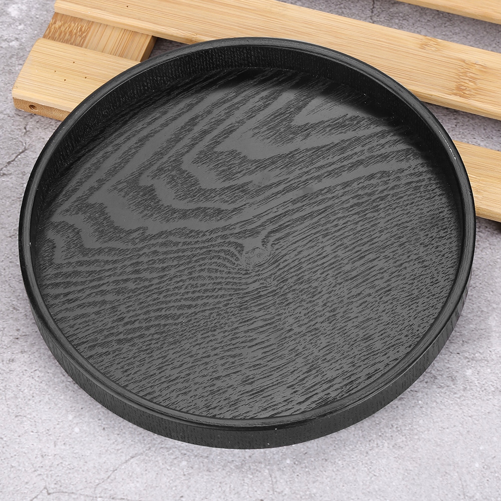 CZARNA OKRĄGŁA DREWNIANA TACA NA HERBATĘ 30CM Kod producenta 3627-04