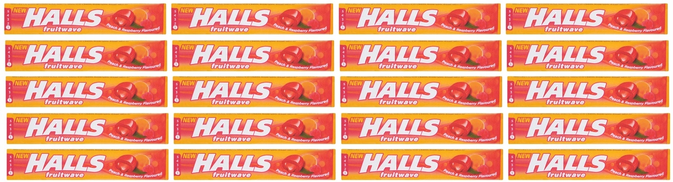 Levně 20x 45g Halls Fruitwave Broskev Malina Karton
