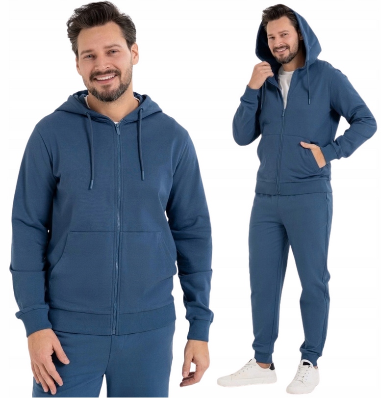 Premium Dres męski Komplet bluza Kaptur spodnie Dresy Moraj 44/34 navy XL