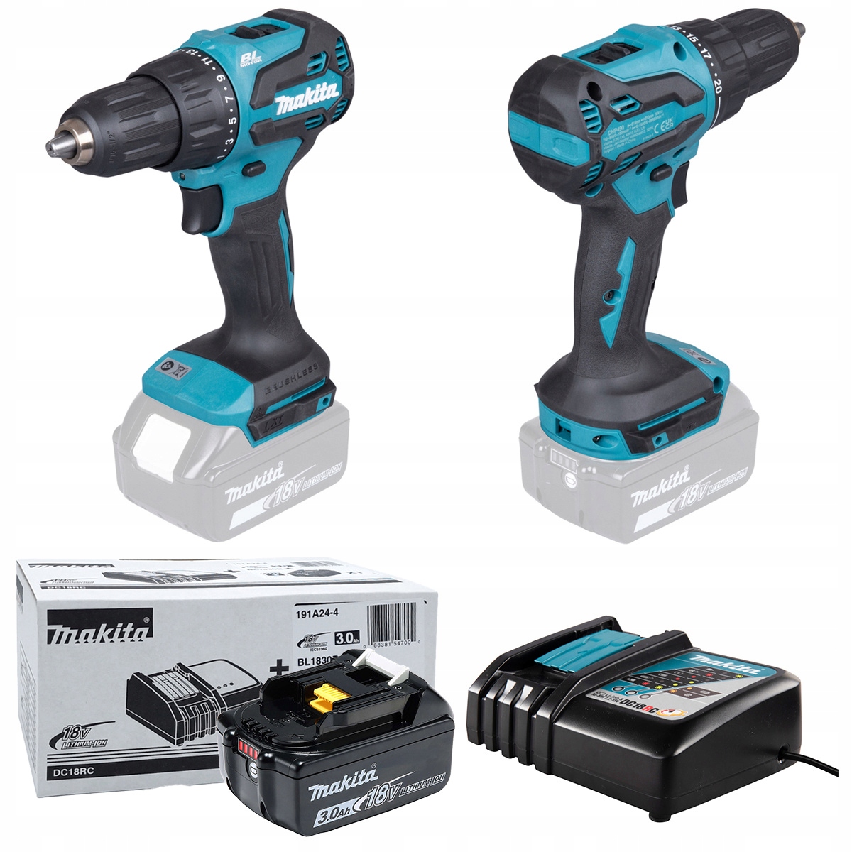 Makita Wiertarko-wkrętarka udarowa 18V 65Nm Lxt DHP490Z zestaw 1x3,0Ah