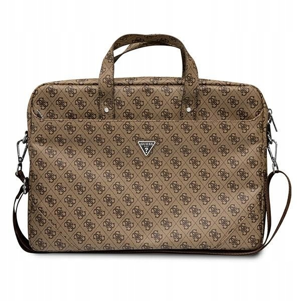 Guess Taška GUCB15P4TW 16" hnědá/hnědá Saffiano 4G Triangle Logo
