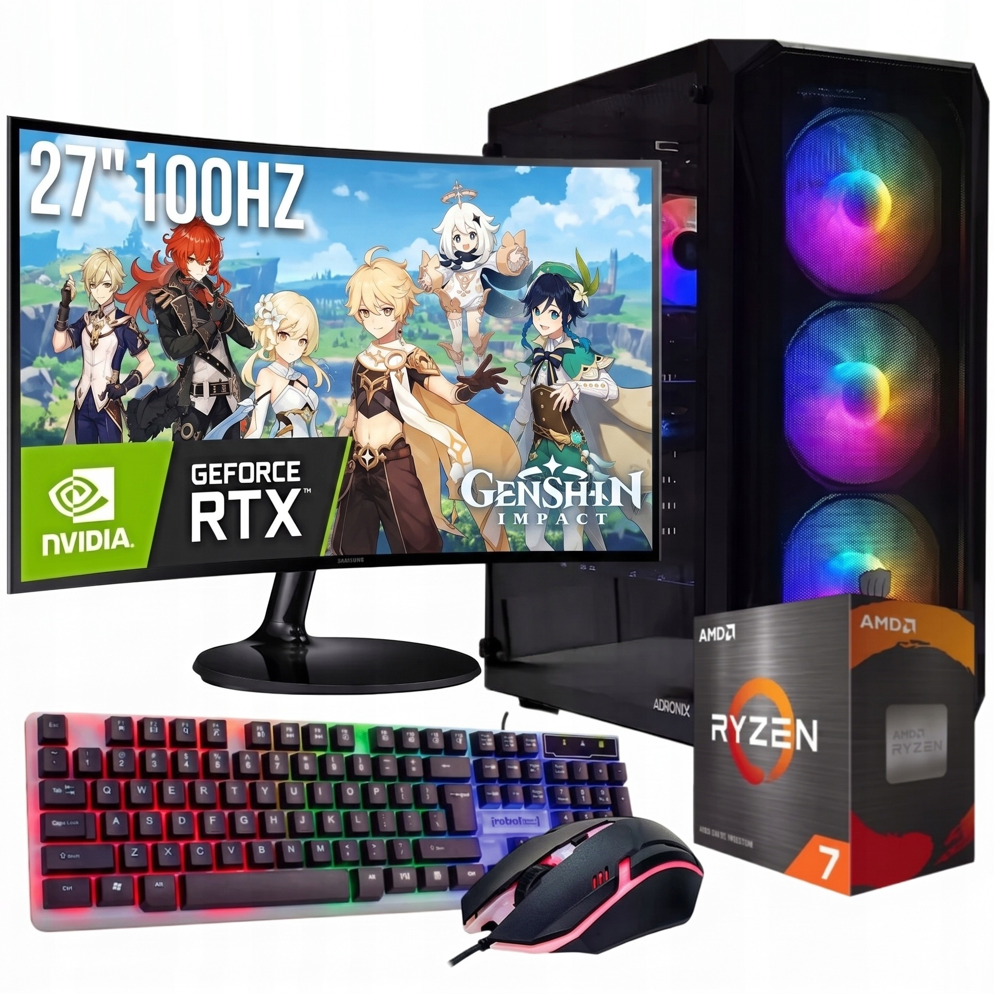 Počítačový set Gamer Rtx i7 5060 32GB 1 Tb čierny Wi-Fi monitor 27"