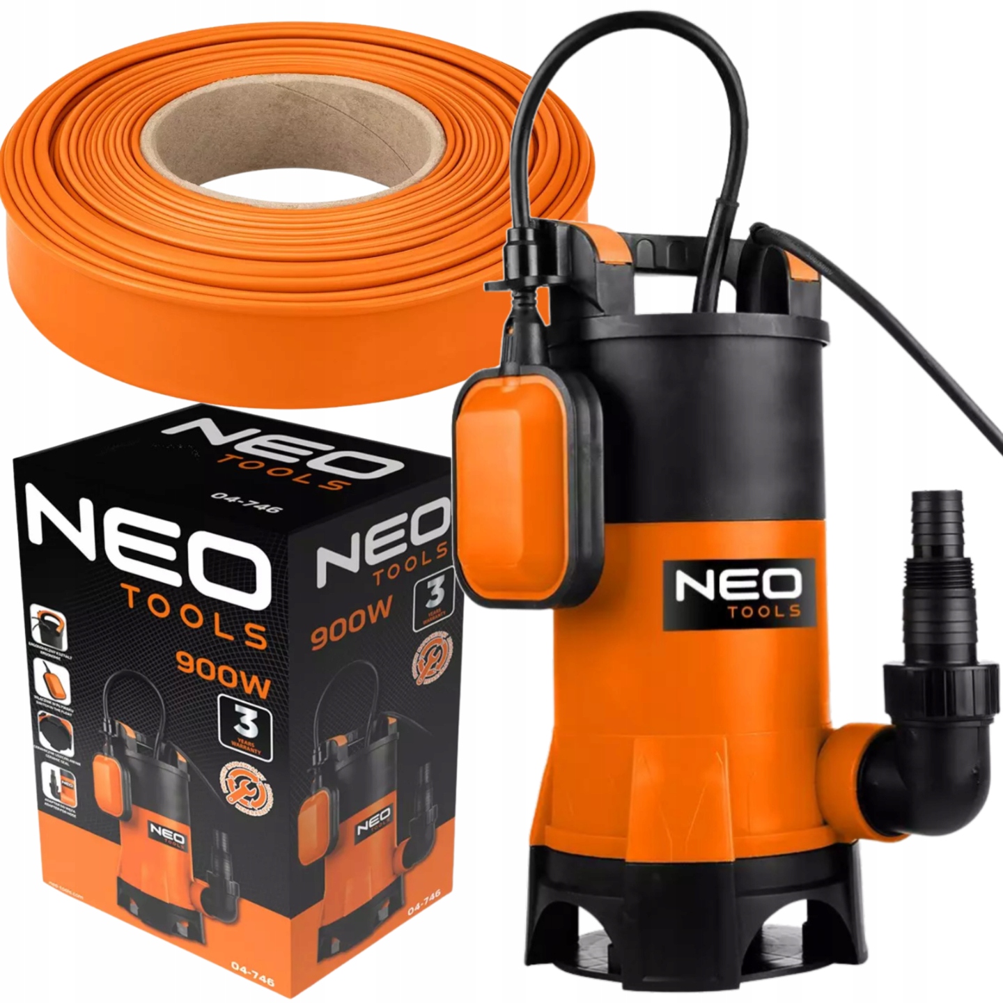 Pompa Zanurzeniowa Zatapialna do Wody Brudnej 900W Wąż tłoczny fi 1" 10m