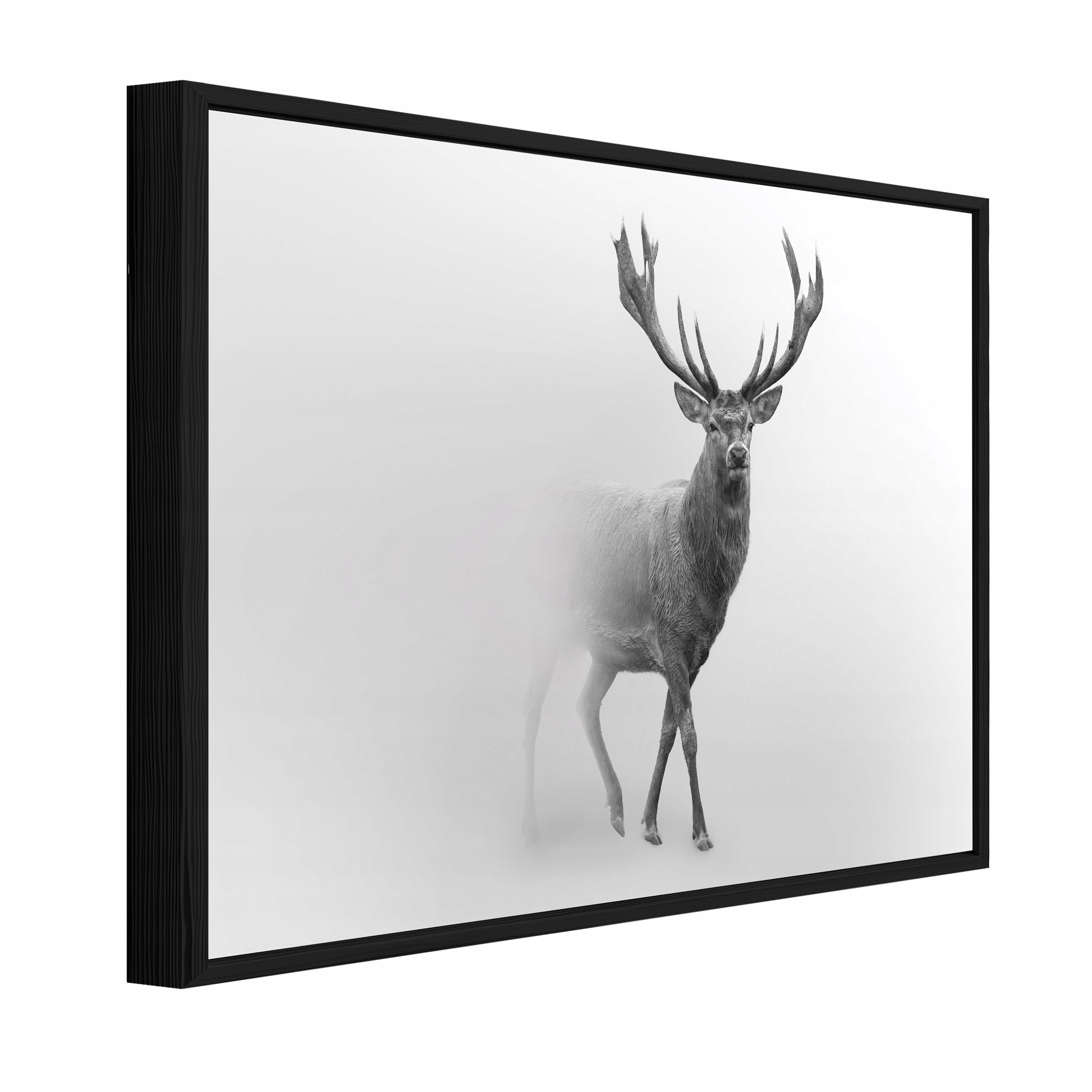 Nástenný Obraz V Ráme Dekorácia Jeleň Zvieratá Hmla Biela Šedá 120x80