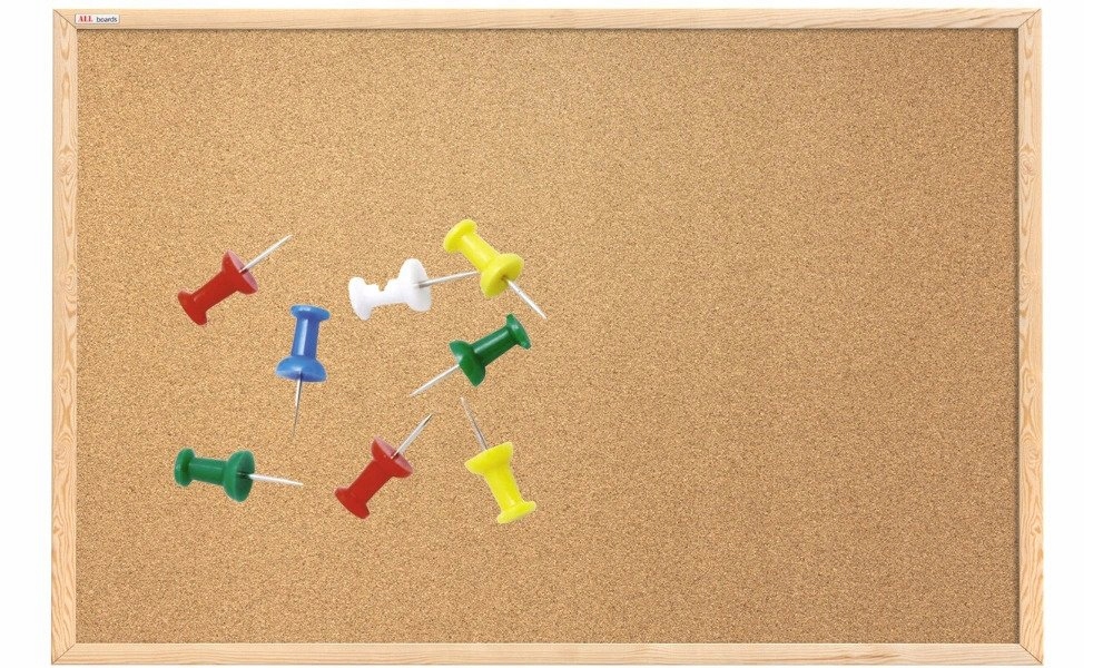 ZESTAW DUŻA TABLICA KORKOWA DREWNIANA RAMA 100x80 + PINEZKI KOMPLET GRATIS