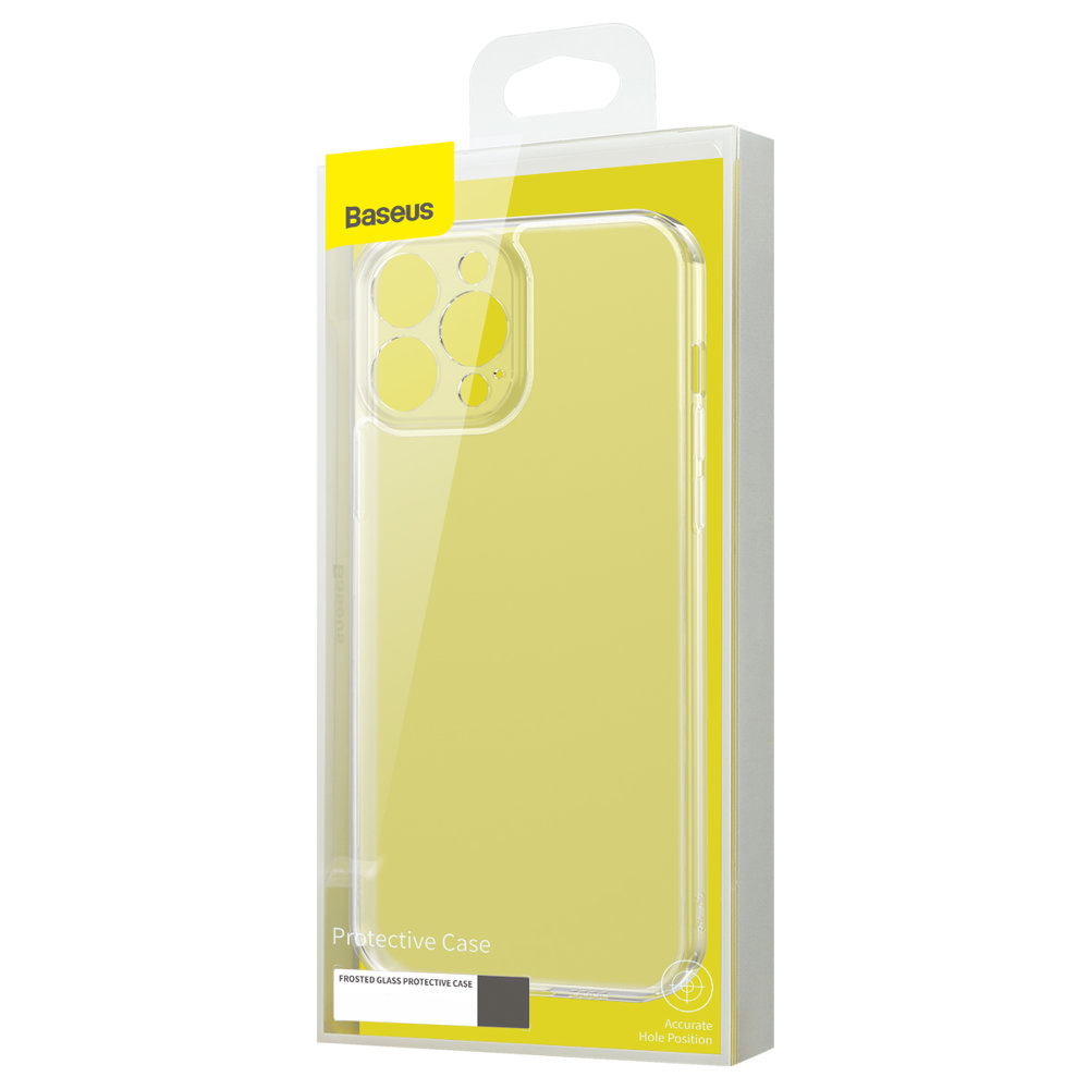 Baseus Frosted Glass Case etui iPhone 13 Pro Max sztywne z żelową ramką