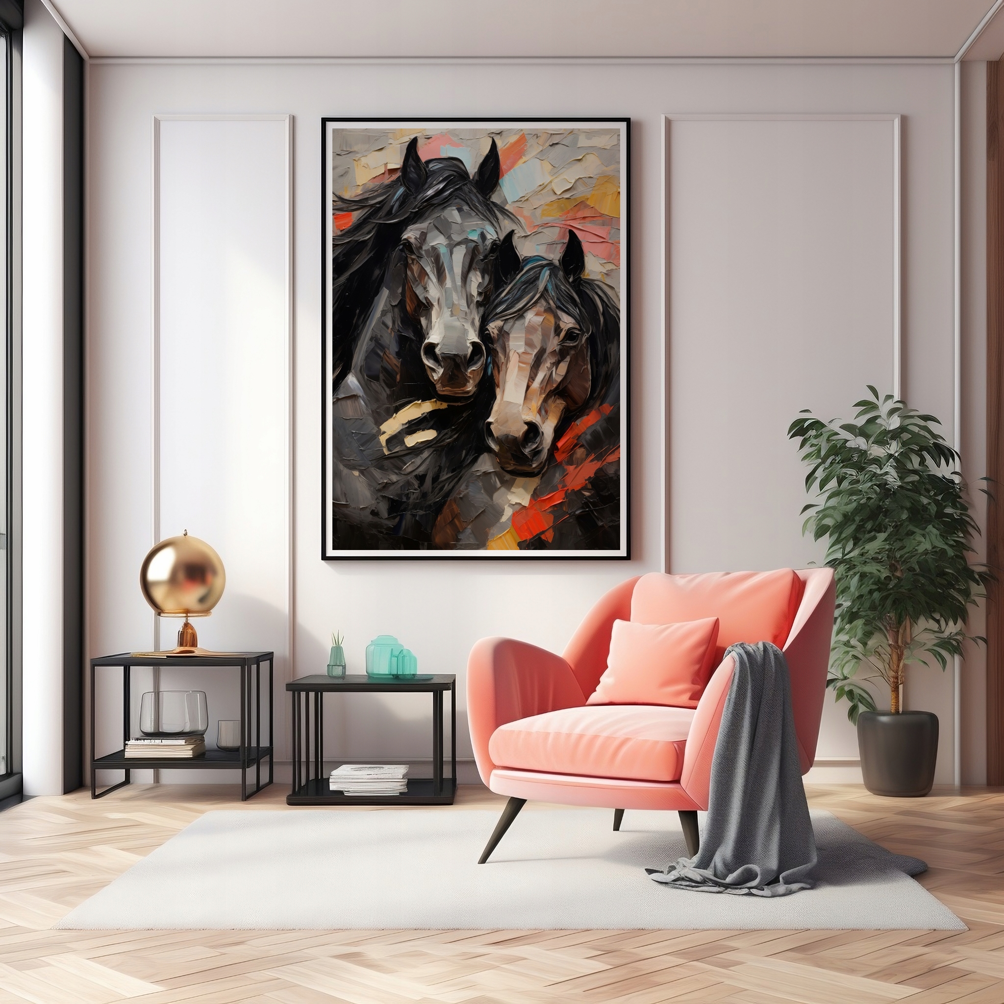 Plakat na Ścianę Obraz Pastelowy Konie Żywe Kolory 40x50 cm Premium ElliveX Szerokość produktu 40 cm