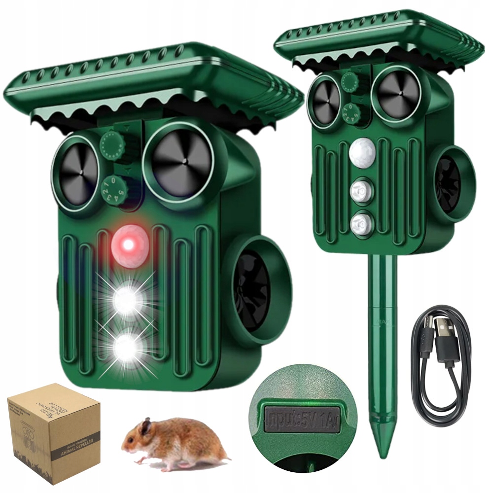 Odpuzovač Ptáků Koček, Psů, Divokých Zvířat, Senzor Pohybu, Solární Panel