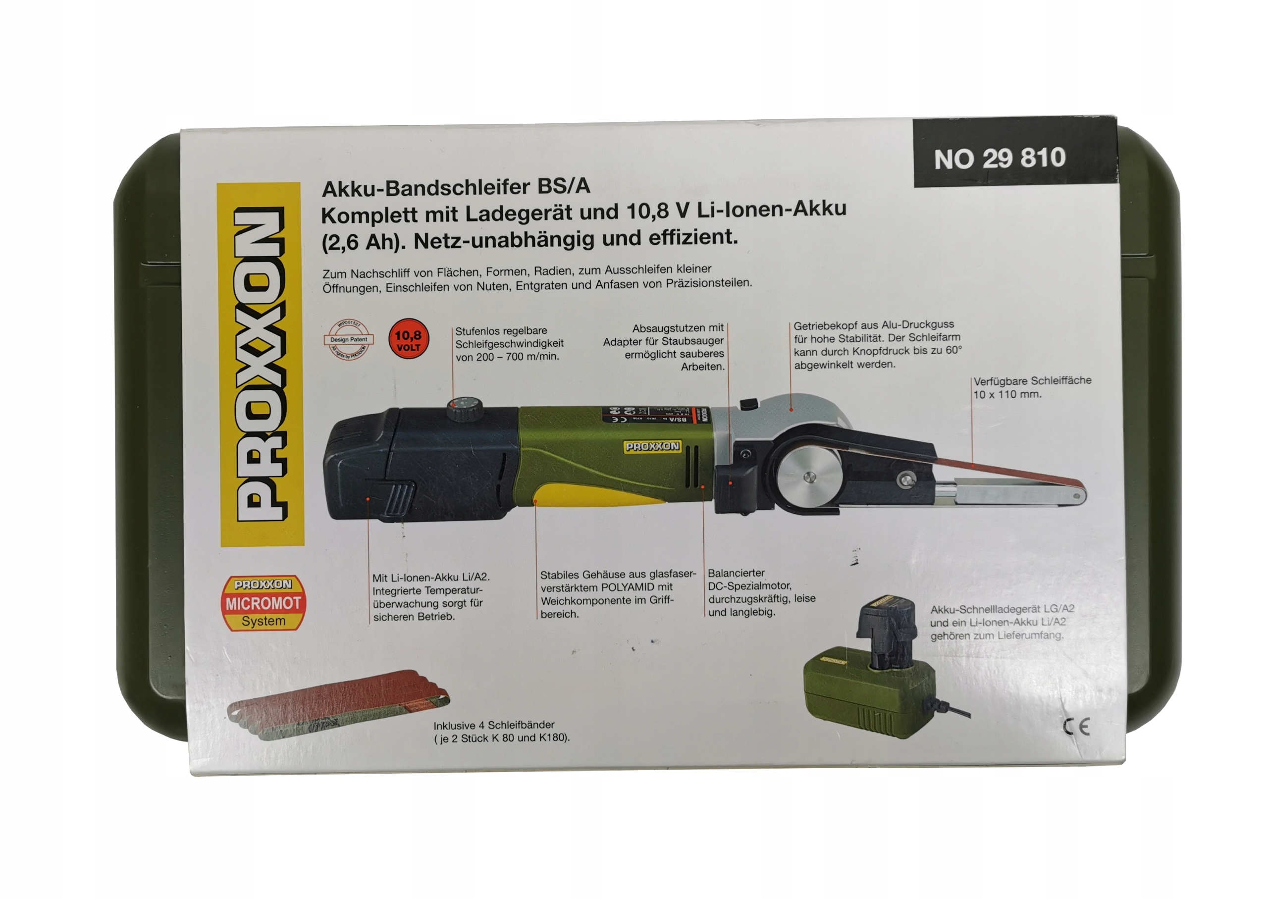 

Proxxon 29810 szlifierka taśmowa 10,8V Bs/a zestaw