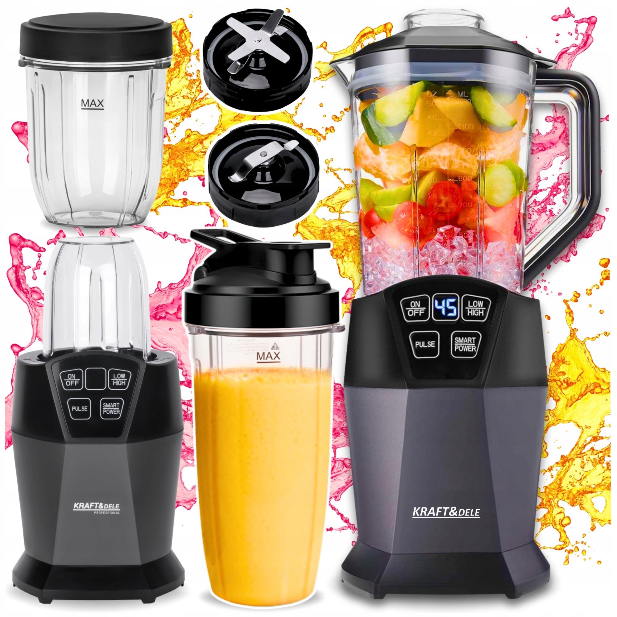 Blender Kielichowy Do Smoothie Mocny 1850W 4W1 Bidon 800 ML Ostrza Tytanowe