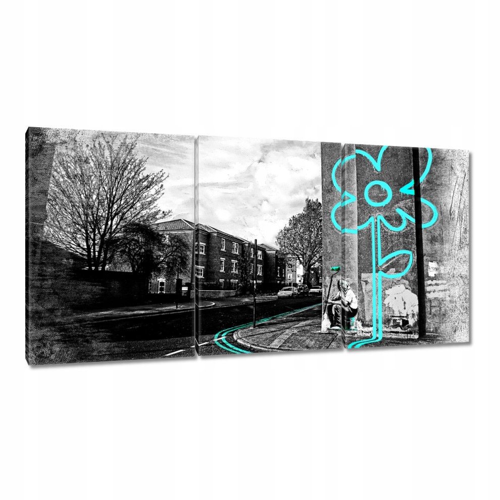 

Obrazy 120x60 Banksy Turkusowy kwiatek