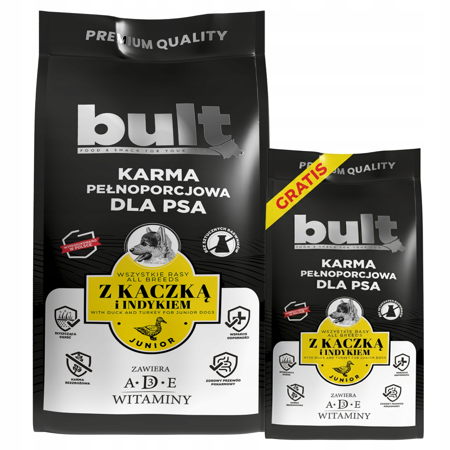 Levně Krmivo Suché S Kachnou A Krůtím Masem Bult Pro Štěňata 12 kg 3 kg Bonus