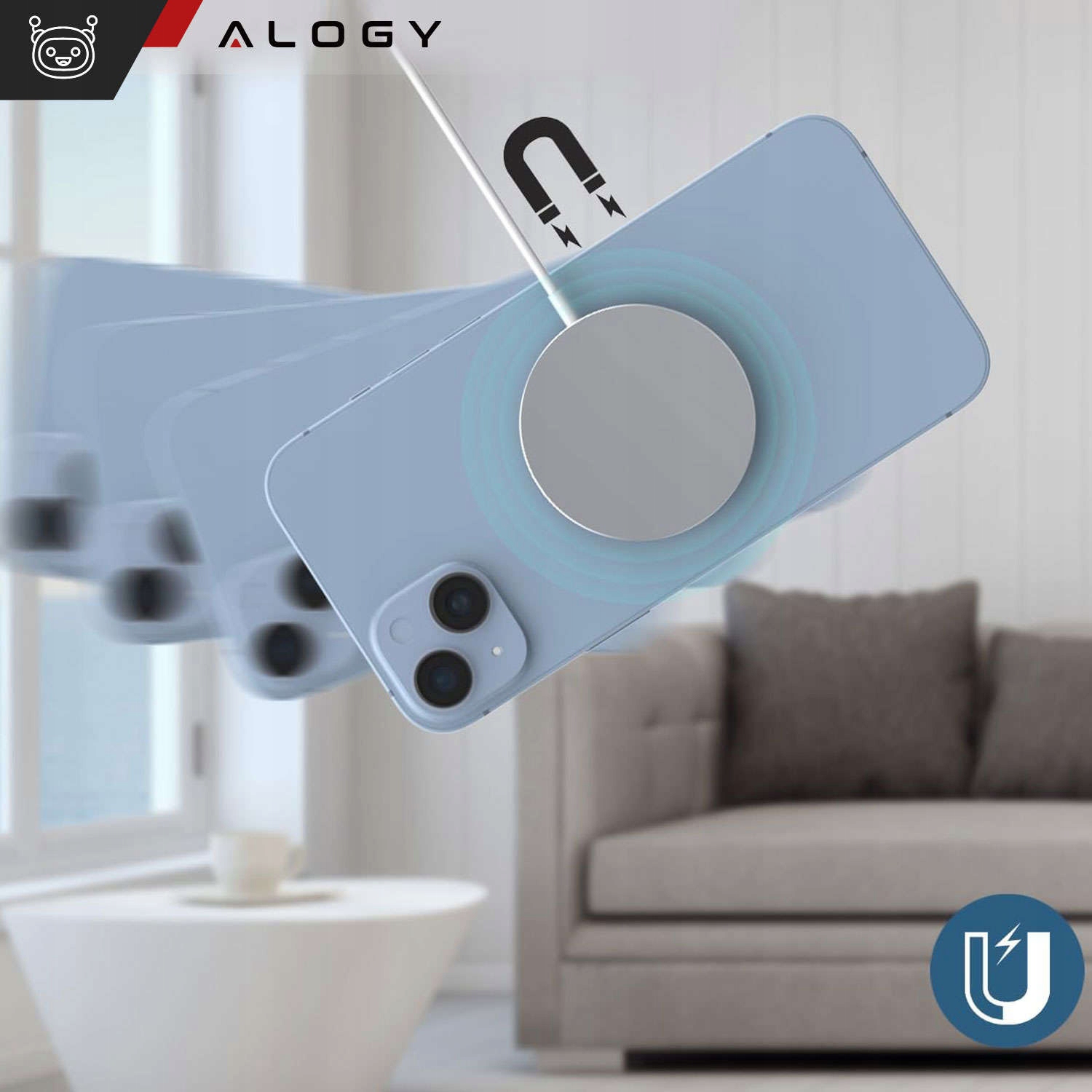 ŁADOWARKA BEZPRZEWODOWA MAG SAFE INDUKCYJNA DO IPHONE 11 12 13 14 15 SZYBKA Napięcie wyjściowe 15 V