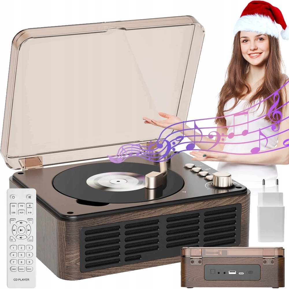 Rádio Aux Usb Fm MP3 Přenosný Přehrávač CD Reproduktor Bluetooth Dálkové Ovládání