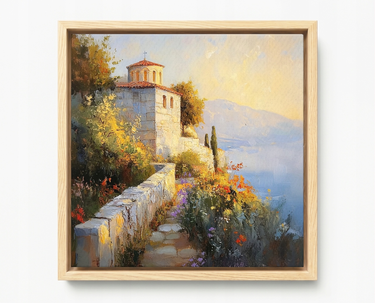Obraz Rám Americký Box Krajina Jižní Moře Kostel Kaple Květiny 50x50