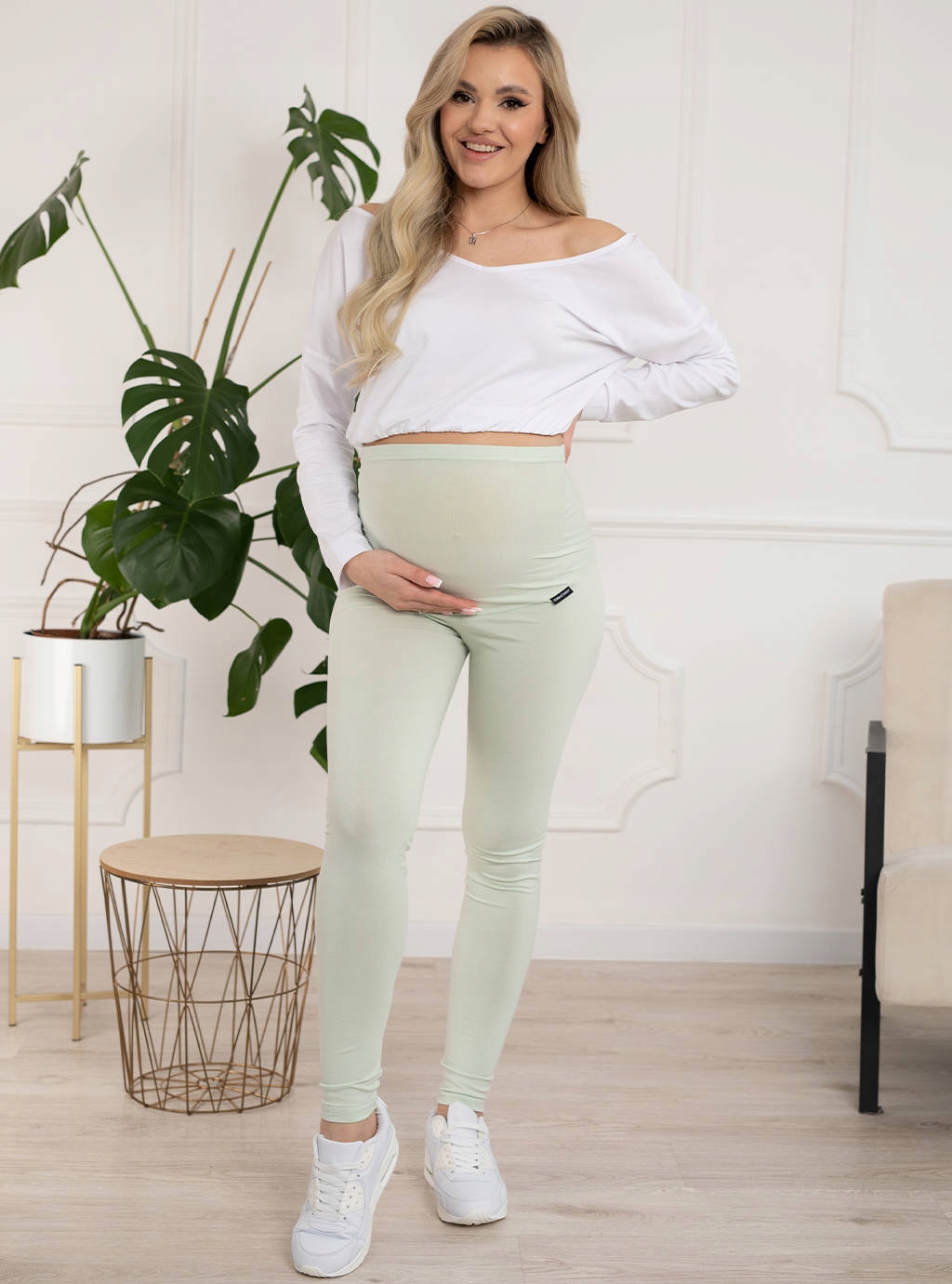 LEGGINSY CIĄŻOWE BAWEŁNIANE DŁUGIE GETRY PANEL LEGINSY L Wzór dominujący bez wzoru