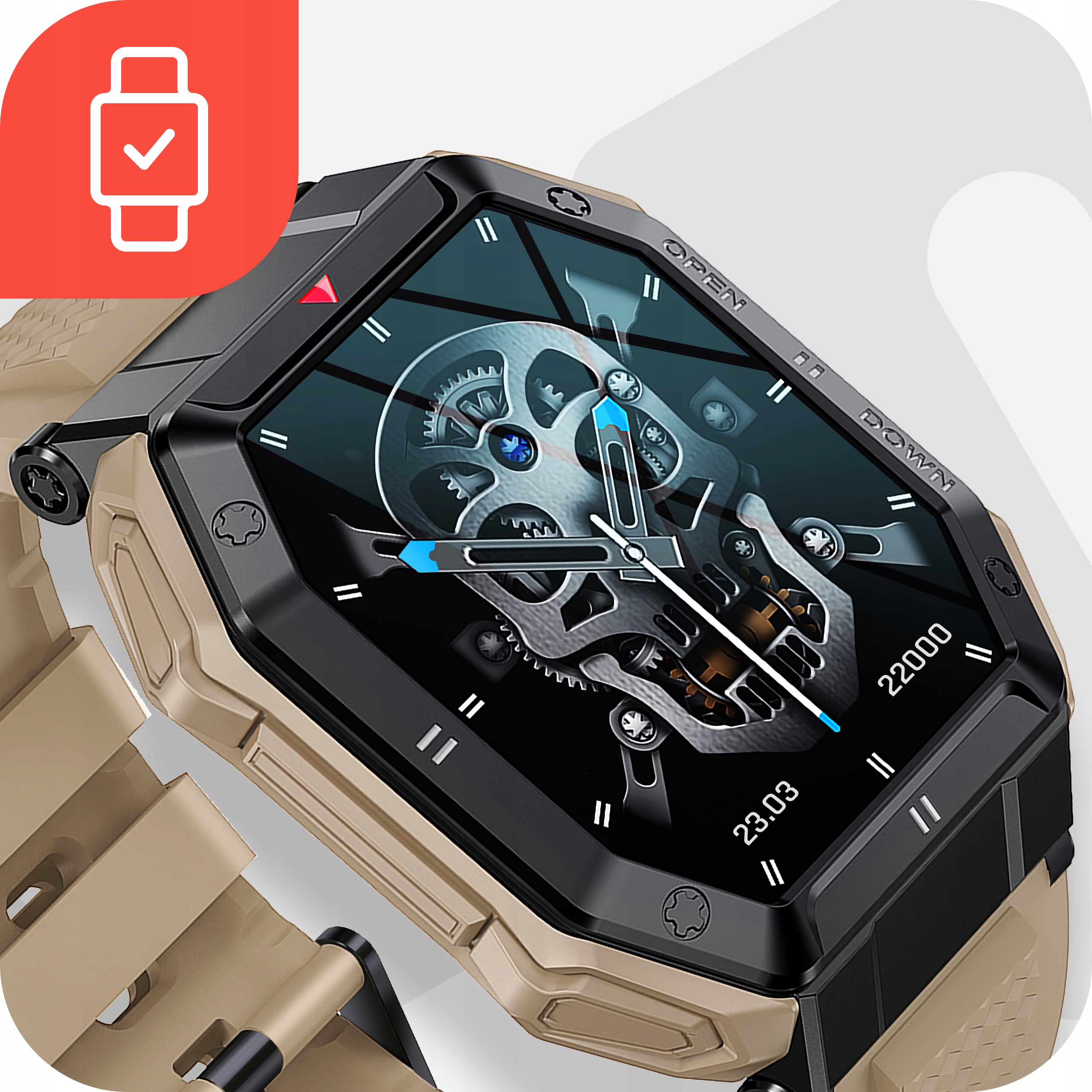 ZEGAREK MĘSKI SMARTWATCH MILITARNY CIŚNIENIE ROZMOWY WIELOFUNKCYJNY MENU PL Kompatybilność systemowa Android iOS