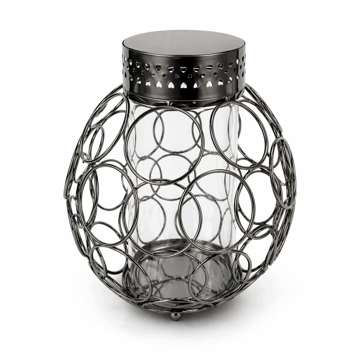 Hřbitovní Svíčka Skleněná Premium na hrob Kulatý Lampion Grafitová kaplička 25cm ZM-7