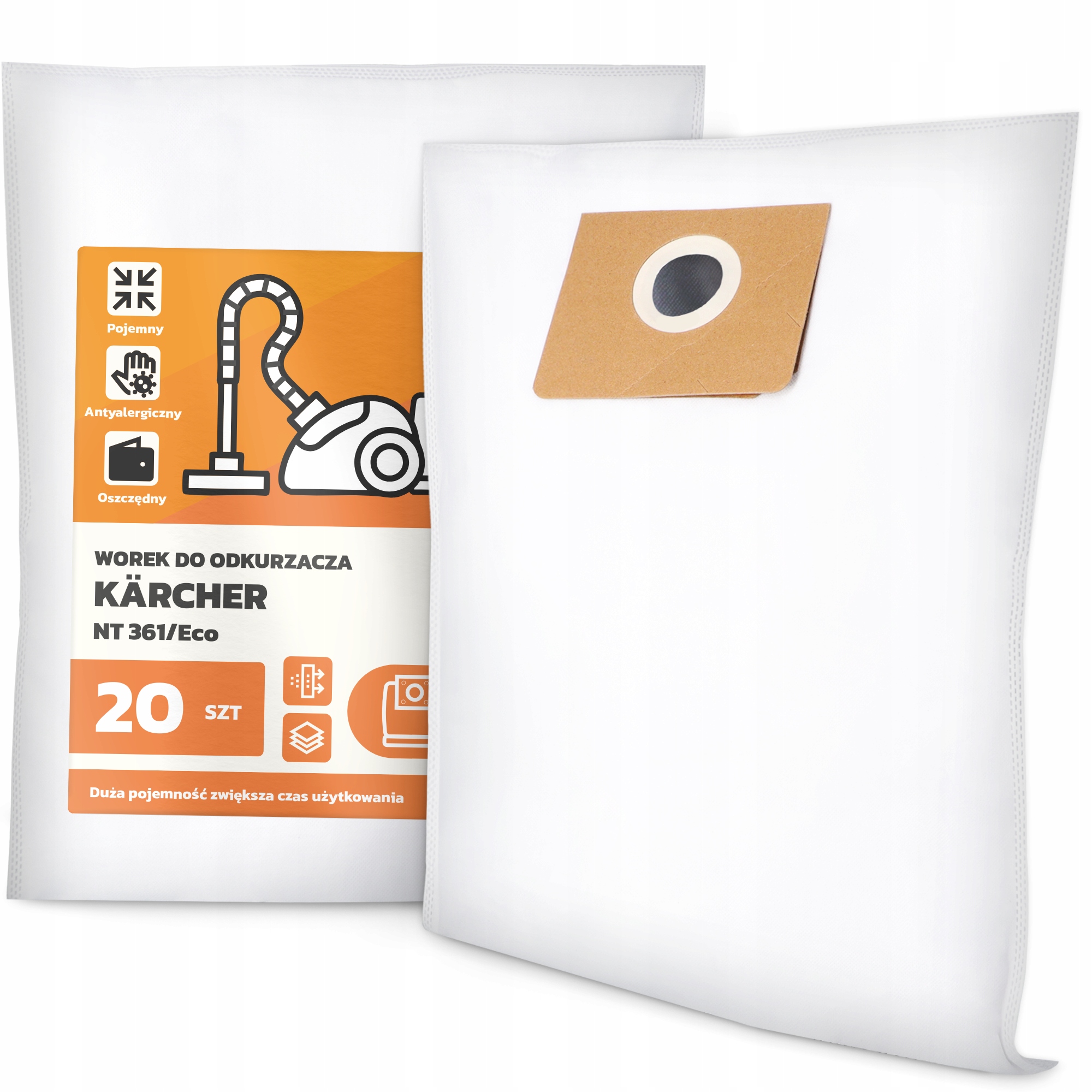 20 x Sáček Do Vysavače Kärcher Nt 361/Eco Syntetický Velký Sáček Sáčky G9