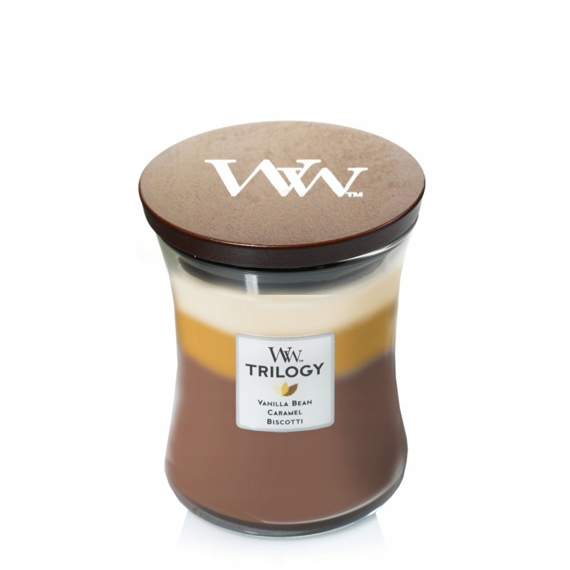 Cafe Sweets Woodwick Trilogy – střední vonná svíčka s dřevěným knotem