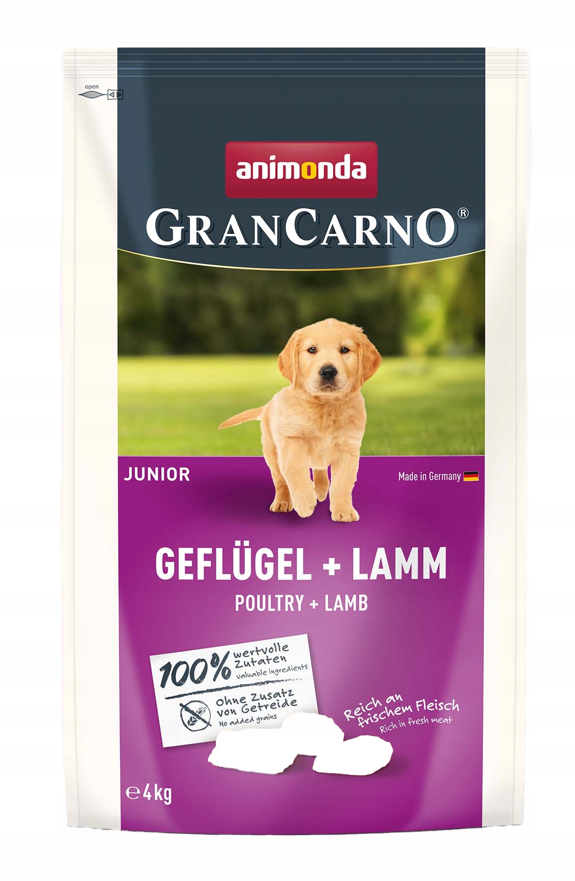 Animonda GranCarno Junior Krmivo pro štěňata 4 kg – Drůbež Jehněčí maso